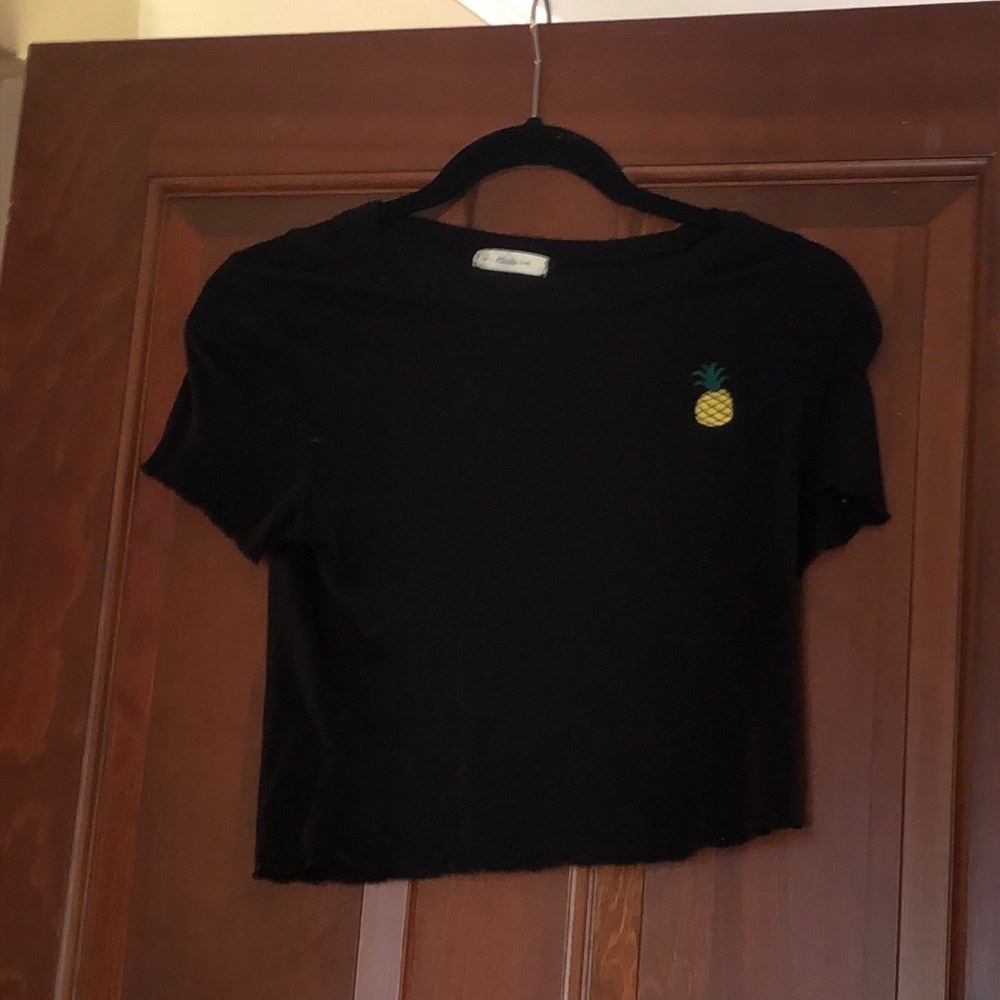Black Crop Top with Pineapple